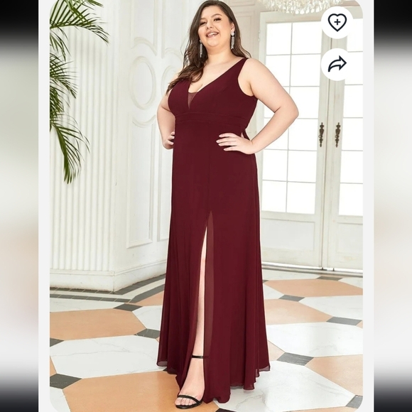Ever PrettyPlus Size Sleeveless High Slit Formal Chiffon Dress NWT Sz 26 - Picture 1 of 14